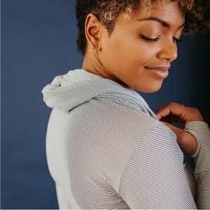 Albion Sweet Stripe Cowl Neck Long Sleeve Top Size M